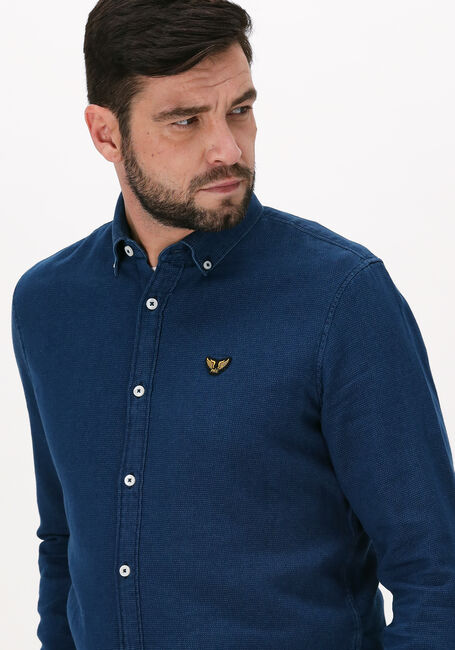 Donkerblauwe PME LEGEND Casual overhemd LONG SLEEVE SHIRT INDIGO DENIM - large