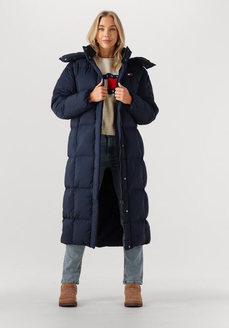 Donkerblauwe TOMMY JEANS Gewatteerde jas TJW ALASKA GRID DWN MXI COAT EXT - large