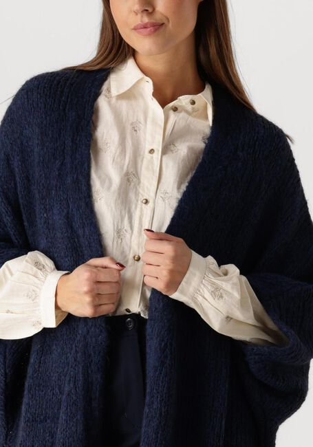 Blauwe SUMMUM Vest KIMONO CARDIGAN RUSTIC MOHAIR BLEND KNIT - large