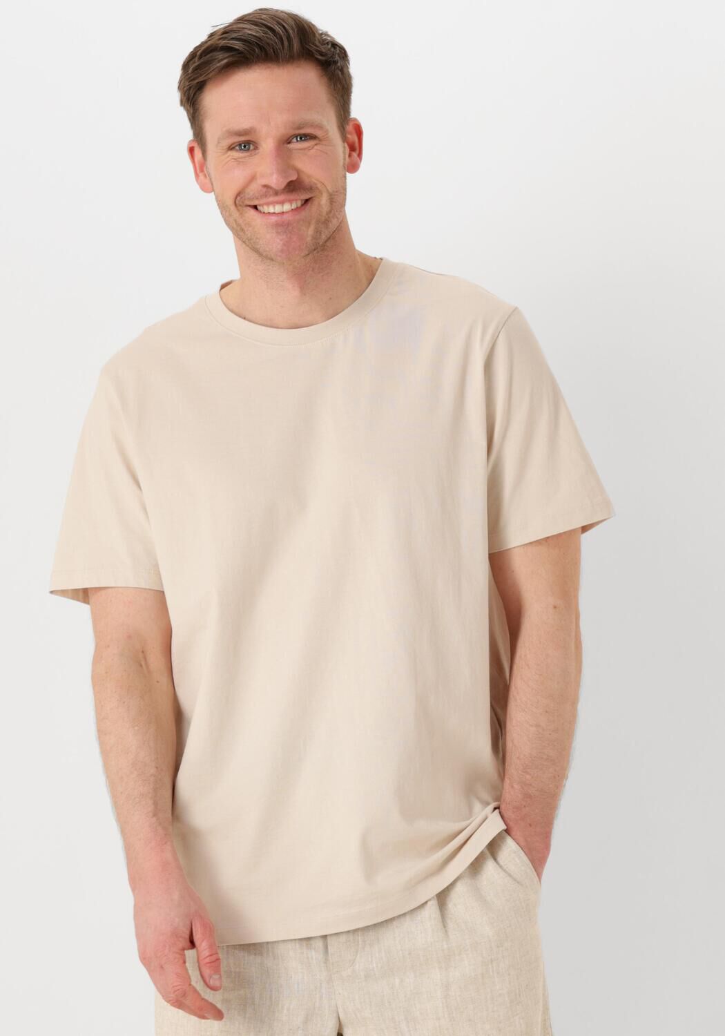 SELECTED HOMME Heren Polo's & T-shirts Slhaspen Ss O-neck Tee Noos Beige