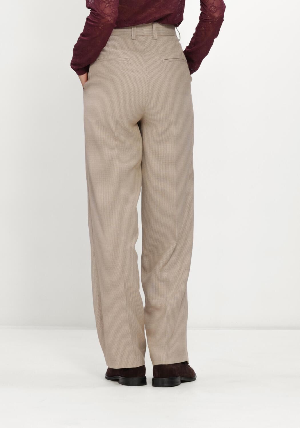Beige CATWALK JUNKIE Wijde broek CHECK TAPERED TROUSERS - large