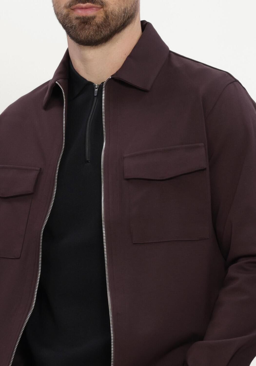 GENTI Heren Overshirts Overshirt Rits Bordeaux