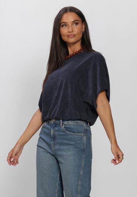 Donkerblauwe BY-BAR T-shirt NUKI SLUB TOP - large