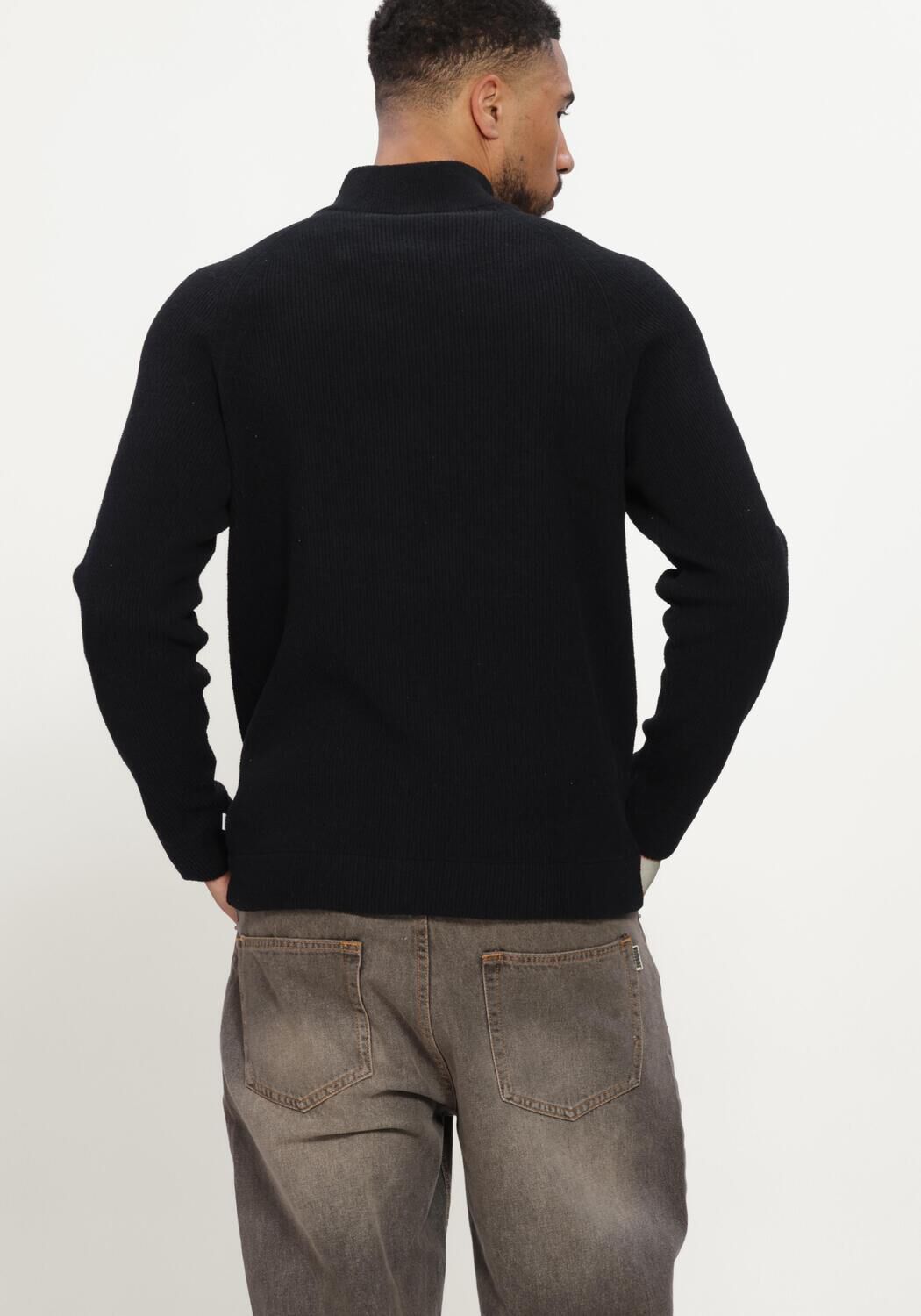Zwarte JC RAGS Trui PULLOVER HALF ZIP EMILE - large