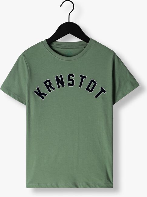 Groene KRONSTADT T-shirt TIMMI ORGANIC/RECYCLED FLOCK PRINT TEE - large