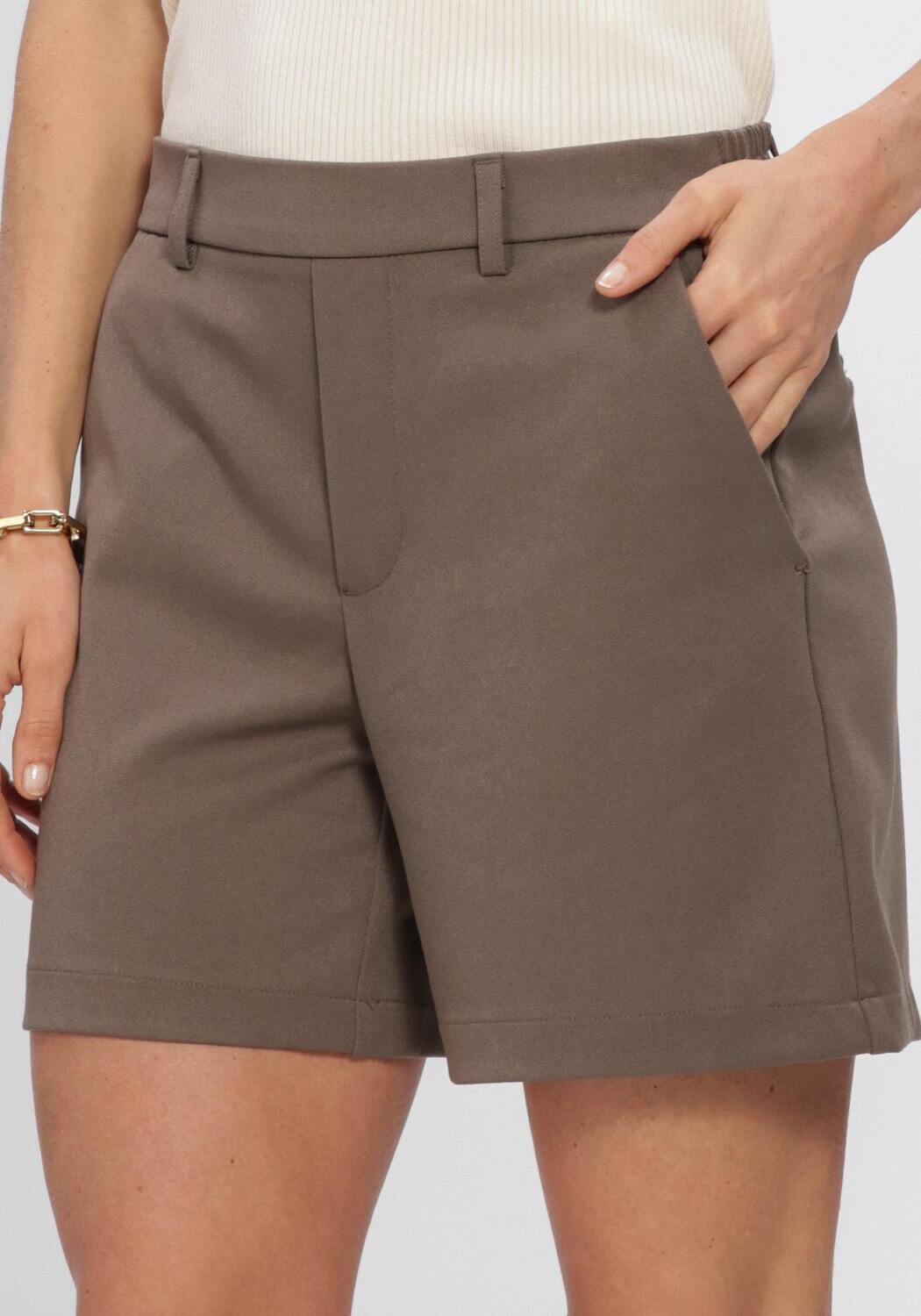 Beige OBJECT Korte broek OBJLISA MW RE SHORTS - large
