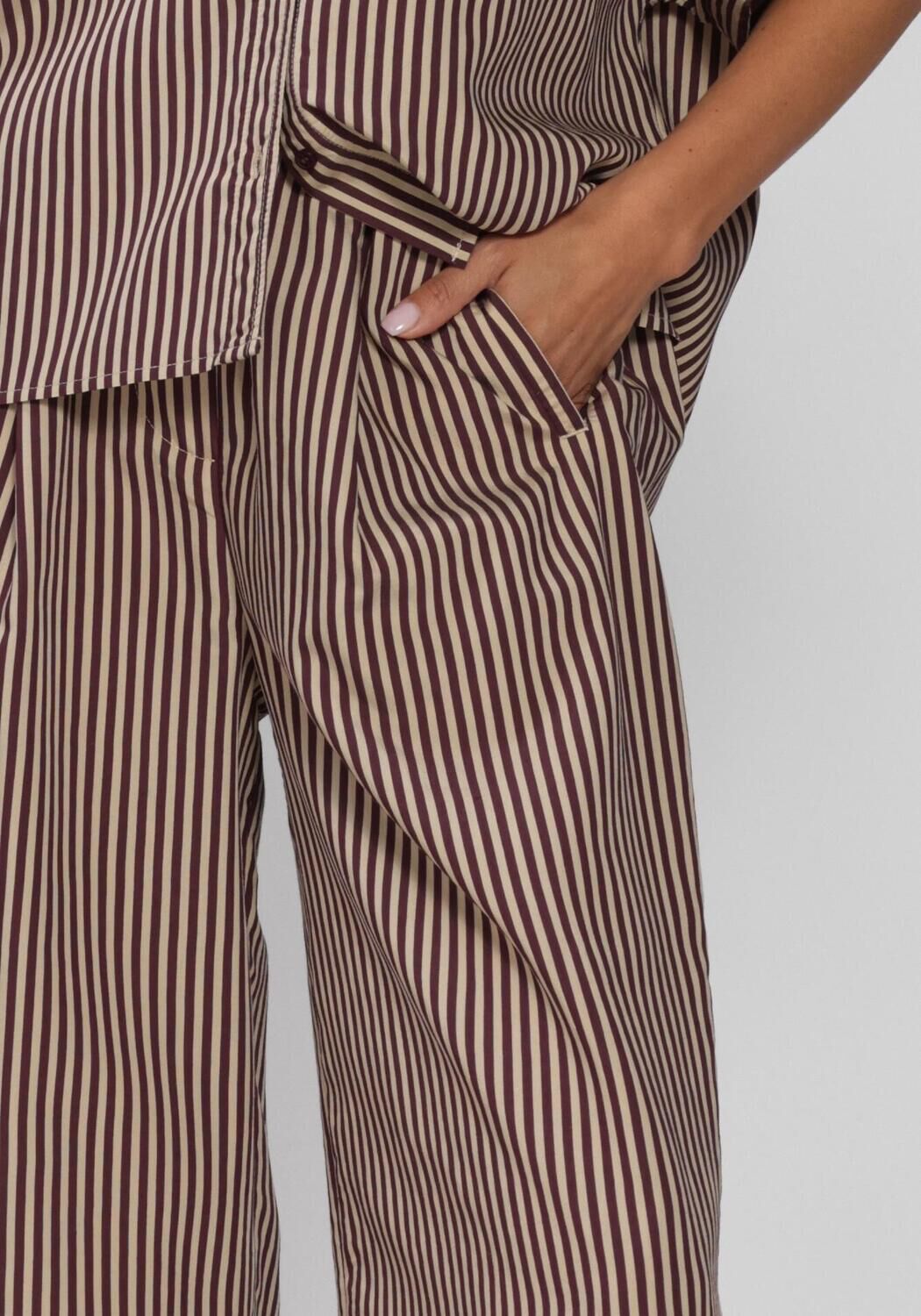 Beige BY-BAR Wijde broek CELIN STRIPE PANTS - large