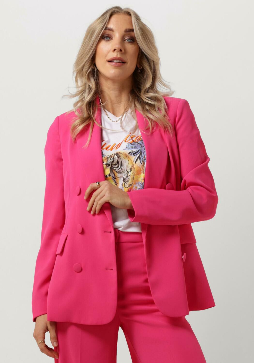 Silvian Heach Getailleerde Dubbelrij Blazer Pink Dames