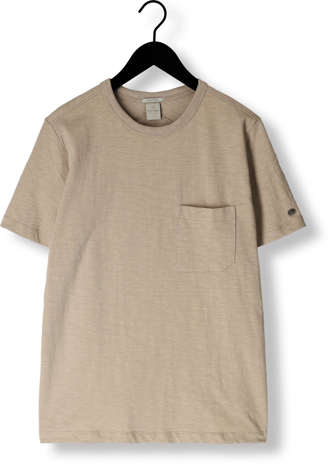 CAST IRON Heren Polo's & T-shirts Short Sleeve R-neck Regular Fit Cotton Slub Beige