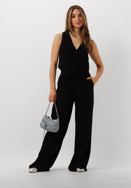 Zwarte ALIX THE LABEL Pantalon LADIES WOVEN STRIPY WIDE LEG PANTS - large