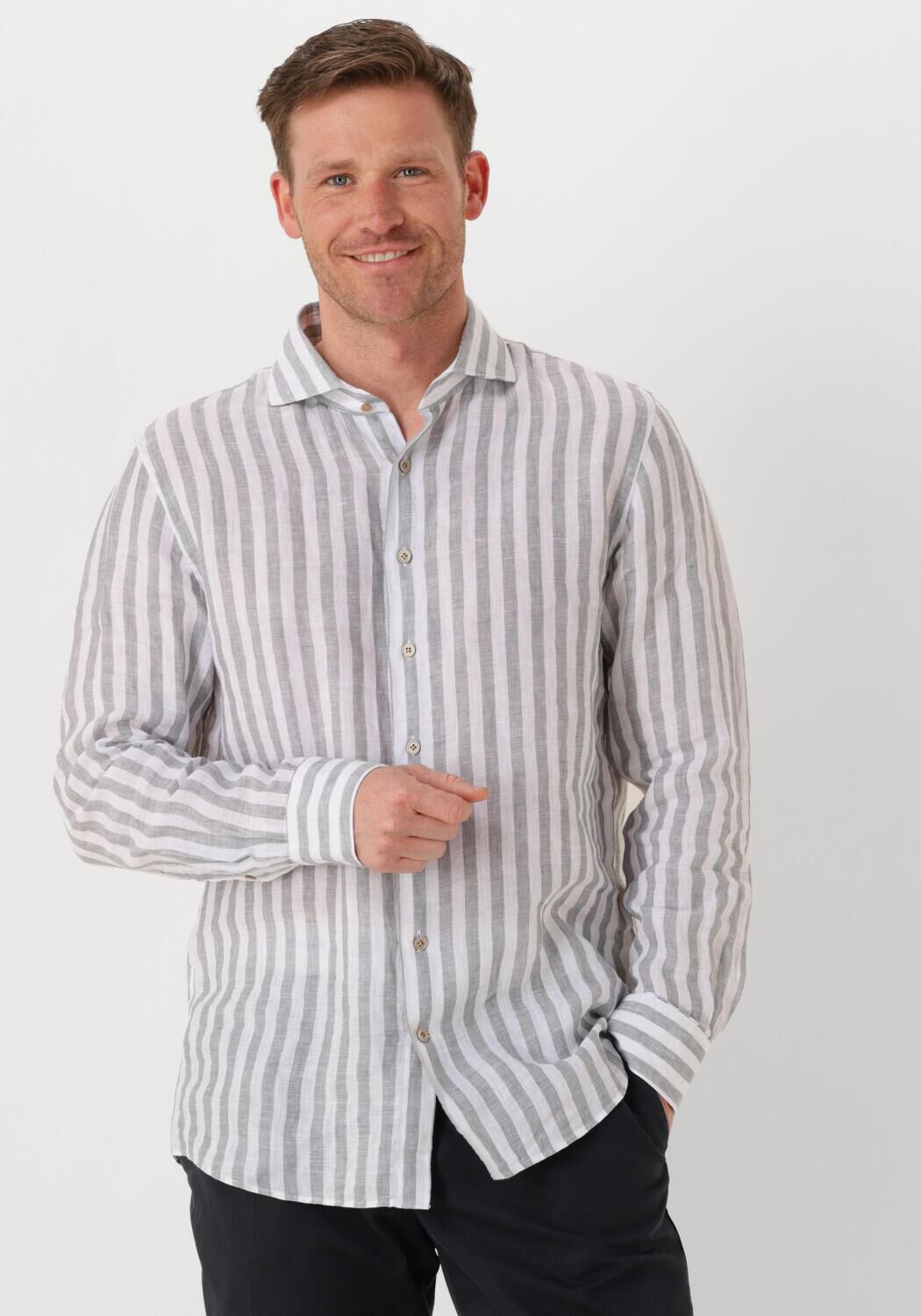PROFUOMO Heren Overhemden Shirt X-cutaway Linen Wit