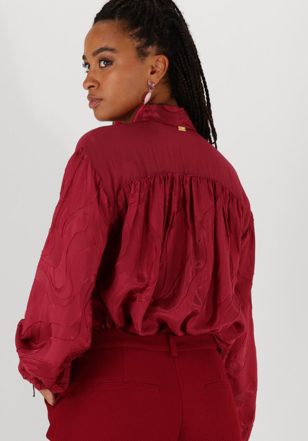 POM AMSTERDAM Dames Blouses Jaqcuard Burgundy Red Rood