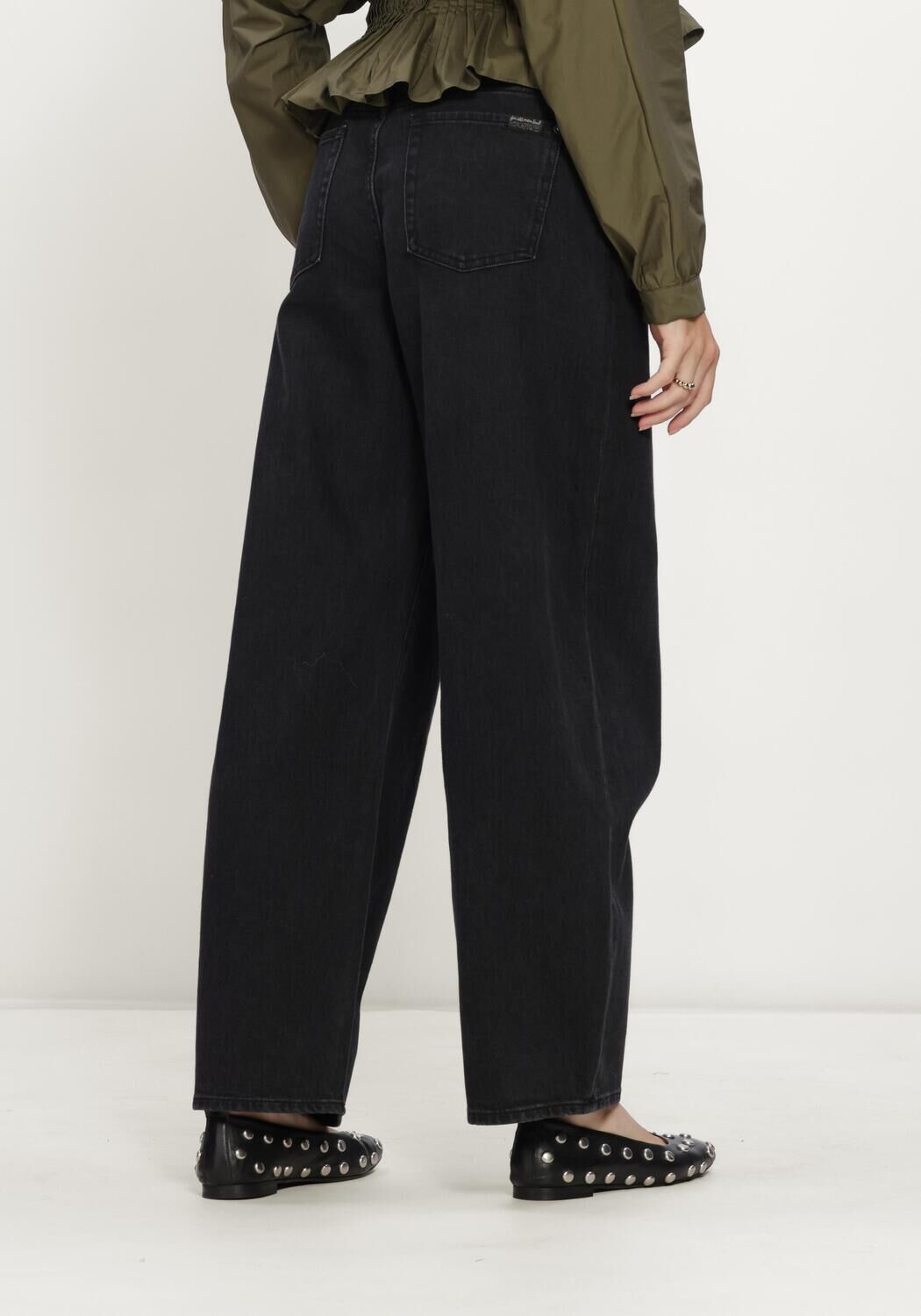 7 FOR ALL MANKIND Dames Jeans Bonnie Curvilinear Heavy Rain Zwart