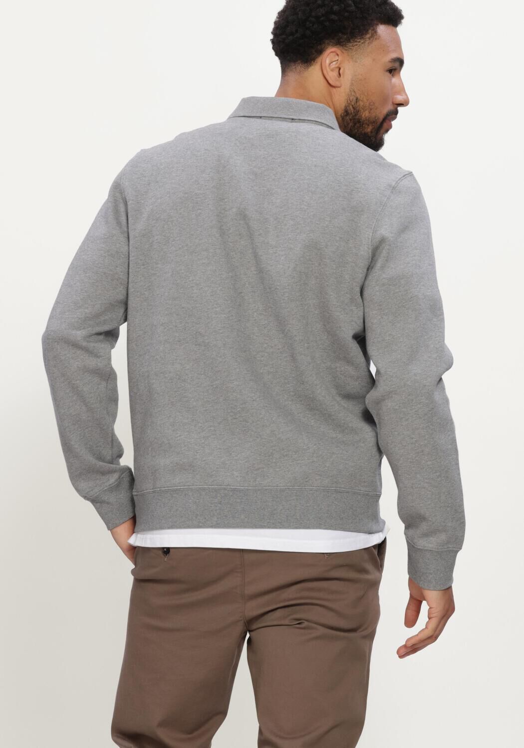 Grijze CALVIN KLEIN Polo LS 350TERRY EU GRAPHIC POLO SWEAT - large