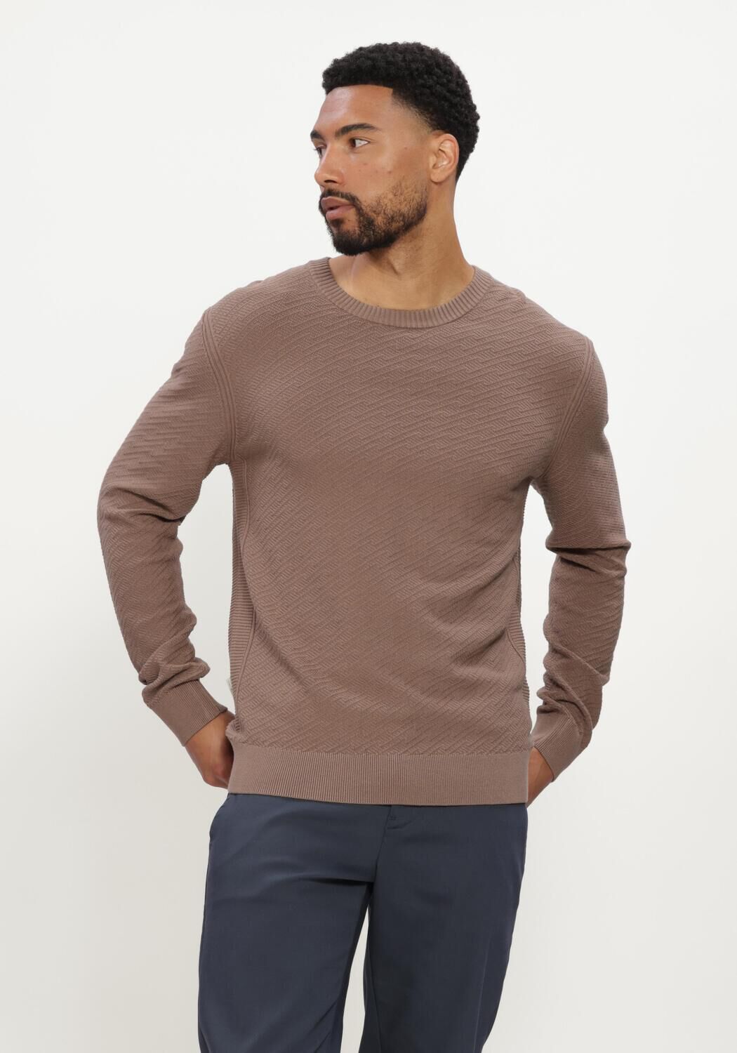 Bruine CAST IRON Trui CREWNECK REGULAR FIT COMFORT BLEND - large