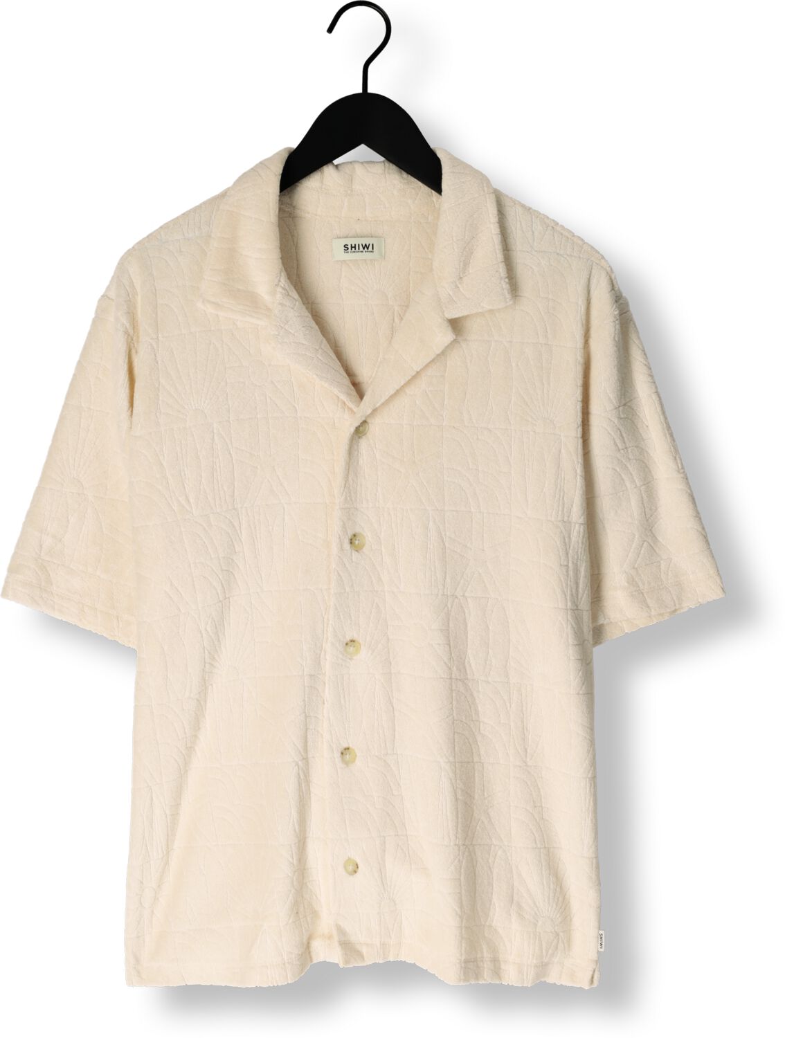 SHIWI Heren Overhemden Men Ted Short Sleeve Geo Sun Beige