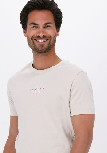 Creme CALVIN KLEIN T-shirt MONOGRAM LOGO TEE - large