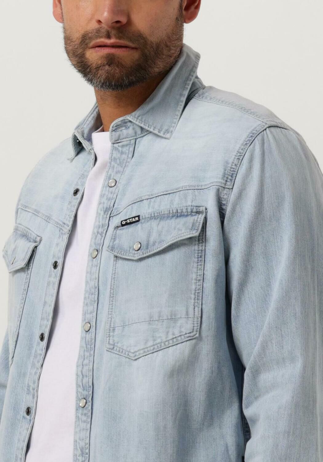 G-STAR RAW Heren Overhemden Dakota Slim Shirt L s Lichtblauw