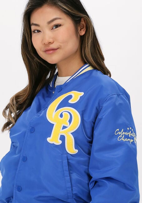 Blauwe COLOURFUL REBEL Jack FELICIA PATCH SATIN BOMBER JACKET - large