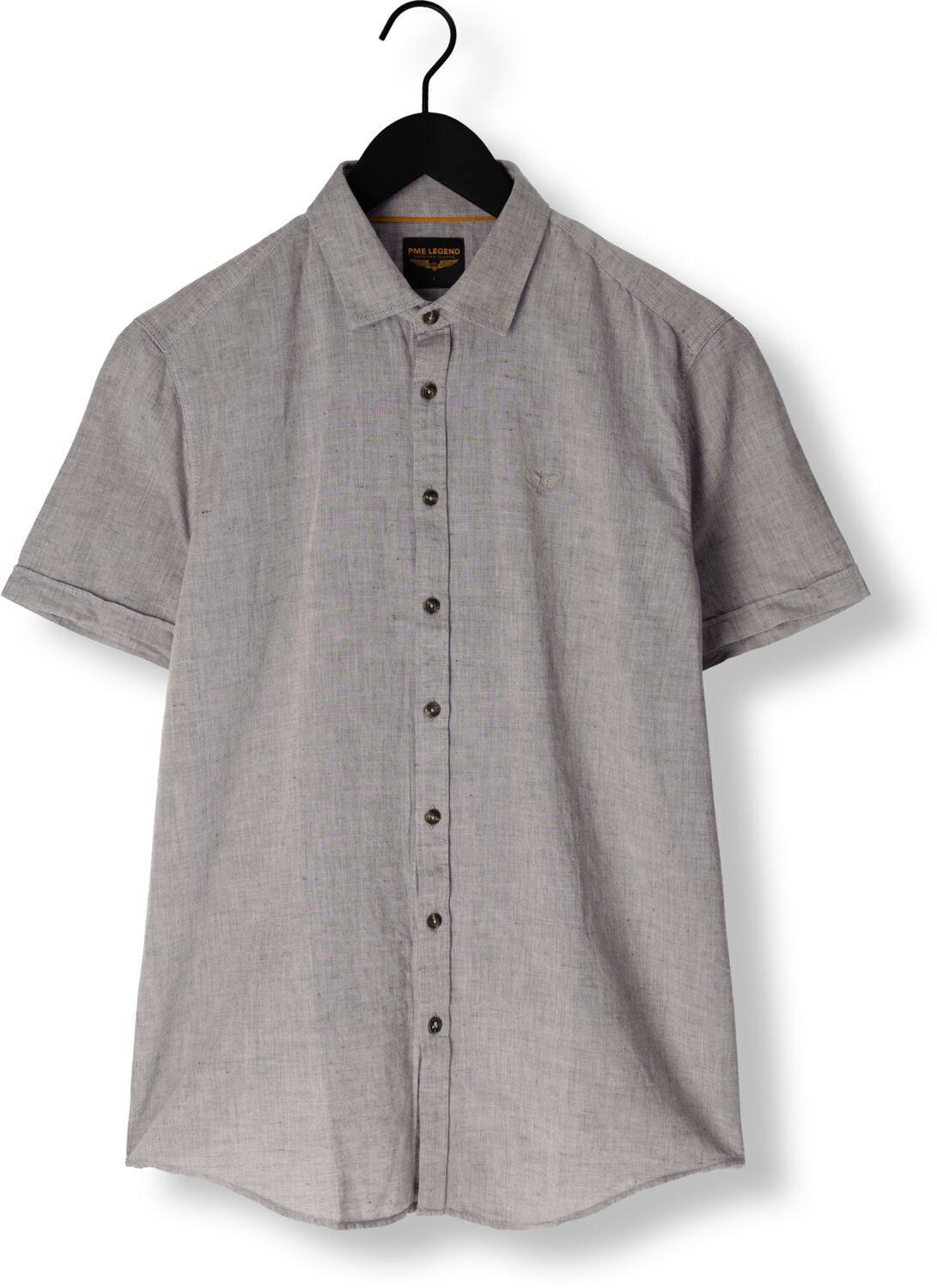 PME LEGEND Heren Overhemden Short Sleeve Shirt Ctn Linen 2tonen Owen Groen