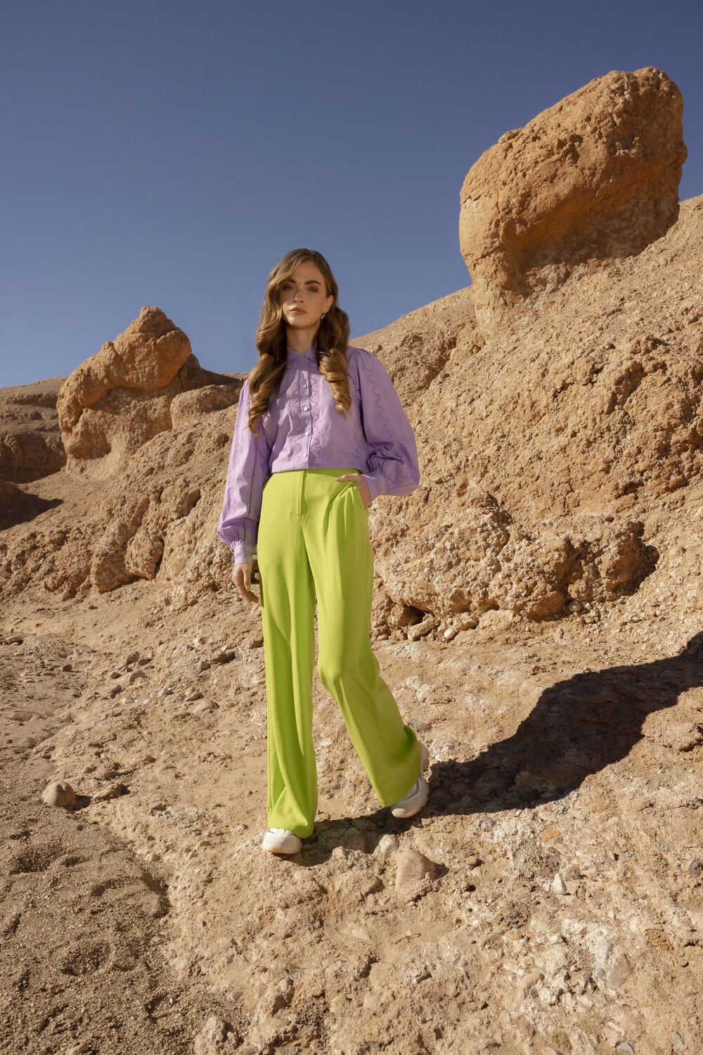 Lime YDENCE Wijde broek PANTS SOLANGE - large