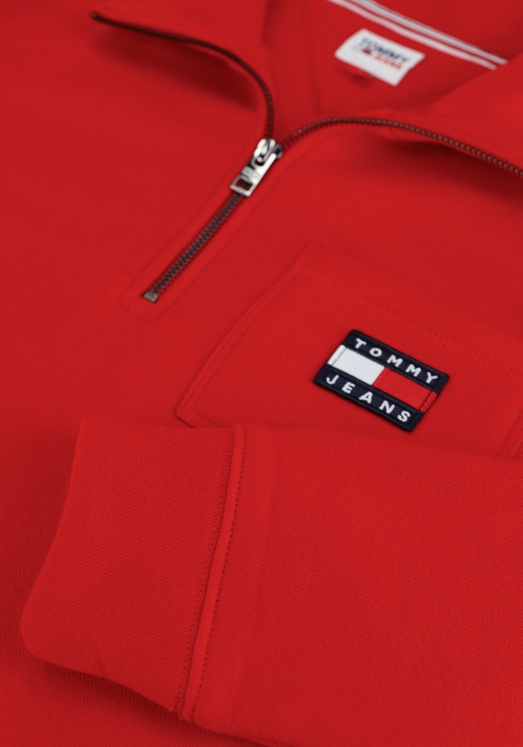 Rode TOMMY JEANS Sweater TJW RELAXED BADGE QUARTER ZIP - large