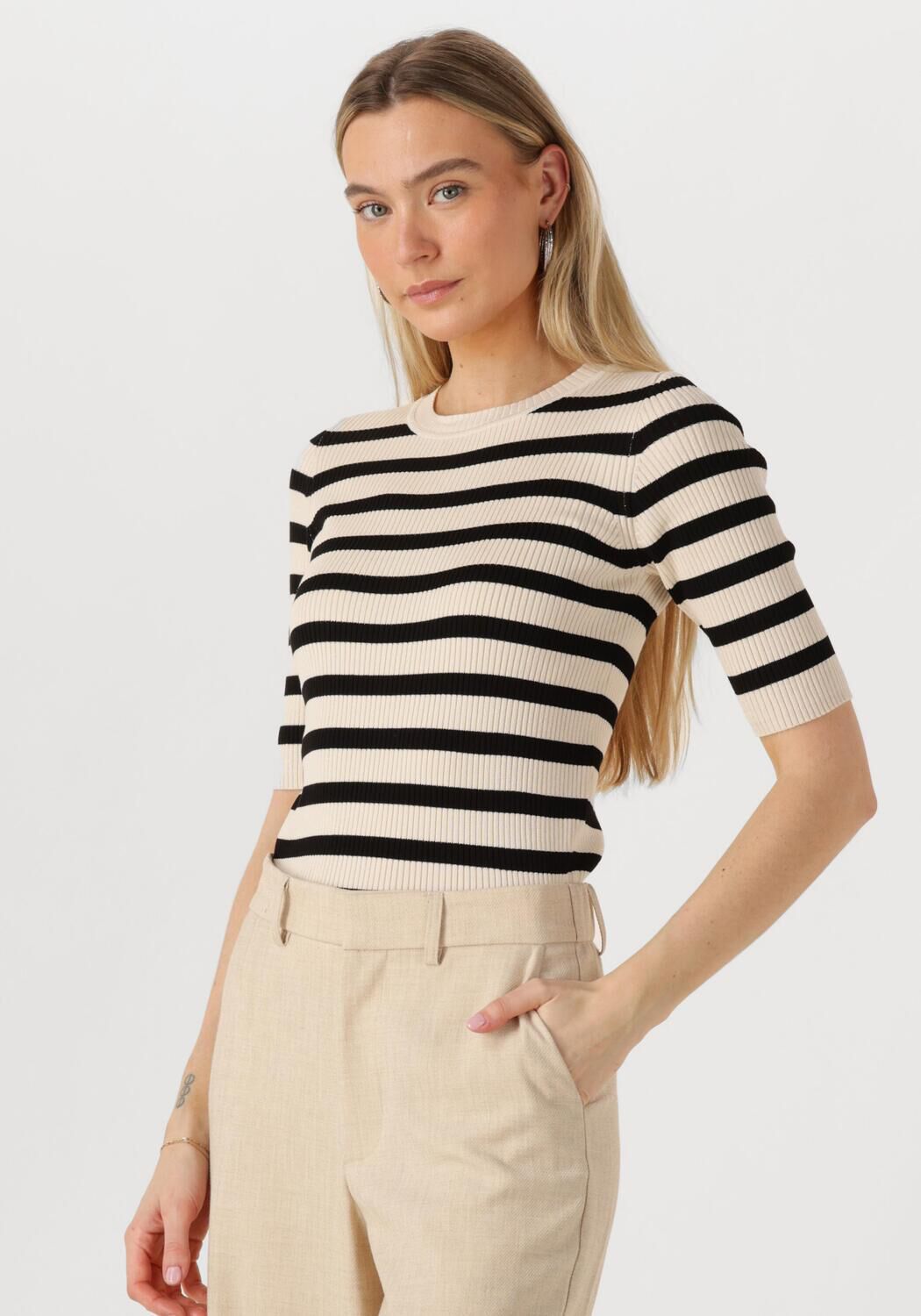 SELECTED FEMME Dames Tops & T-shirts Slfmali 2 4 Knit O-neck Ecru