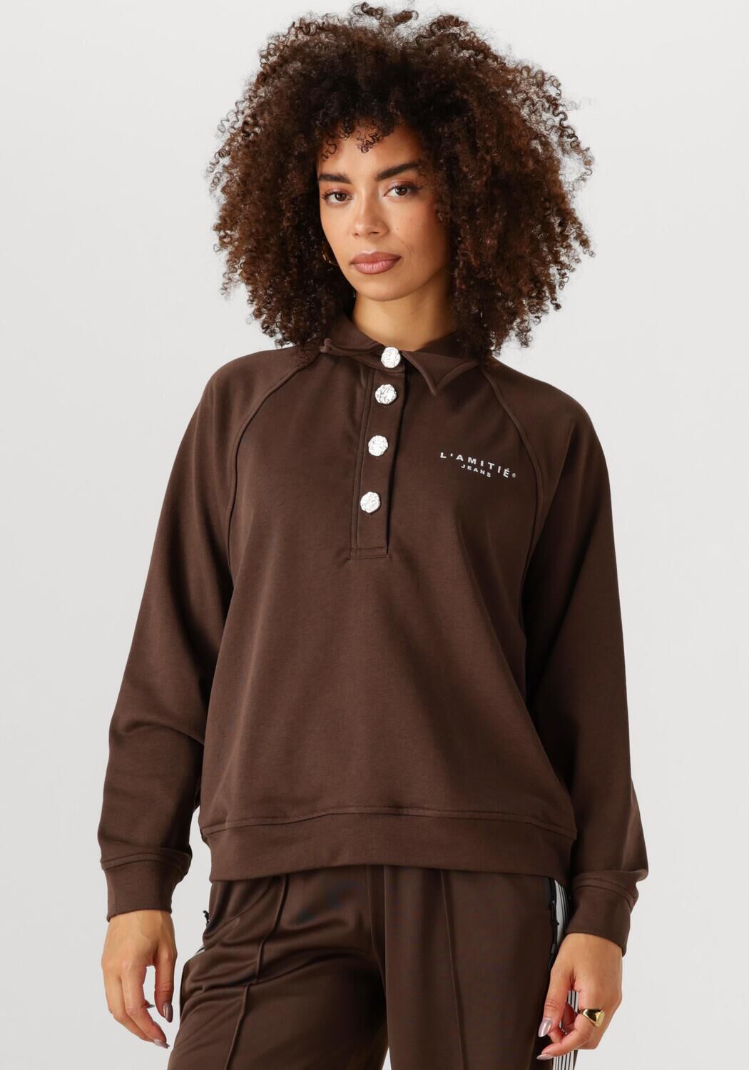 HAUTE L'AMITIÉ Dames Truien & Vesten Polo Logo Sweat Bruin