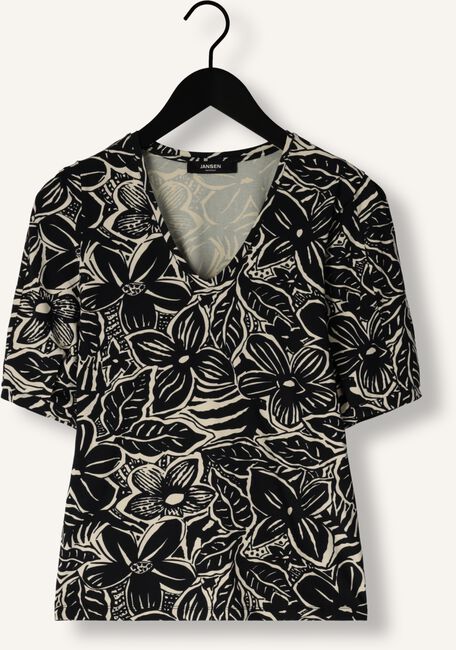 Zwarte JANSEN AMSTERDAM Top VFB179 PRINTED TOP SHORT SLEEVE V-NECK Zwarte JANSEN AMSTERDAM Top VFB179 PRINTED TOP SHORT SLEEVE V-NECK - large