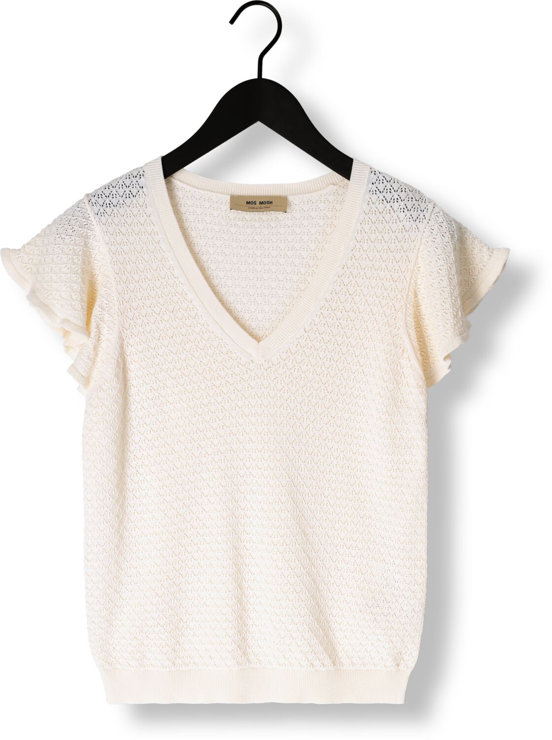 MOS MOSH Dames Tops & T-shirts Mmganna Pattern V-neck Knit Ecru