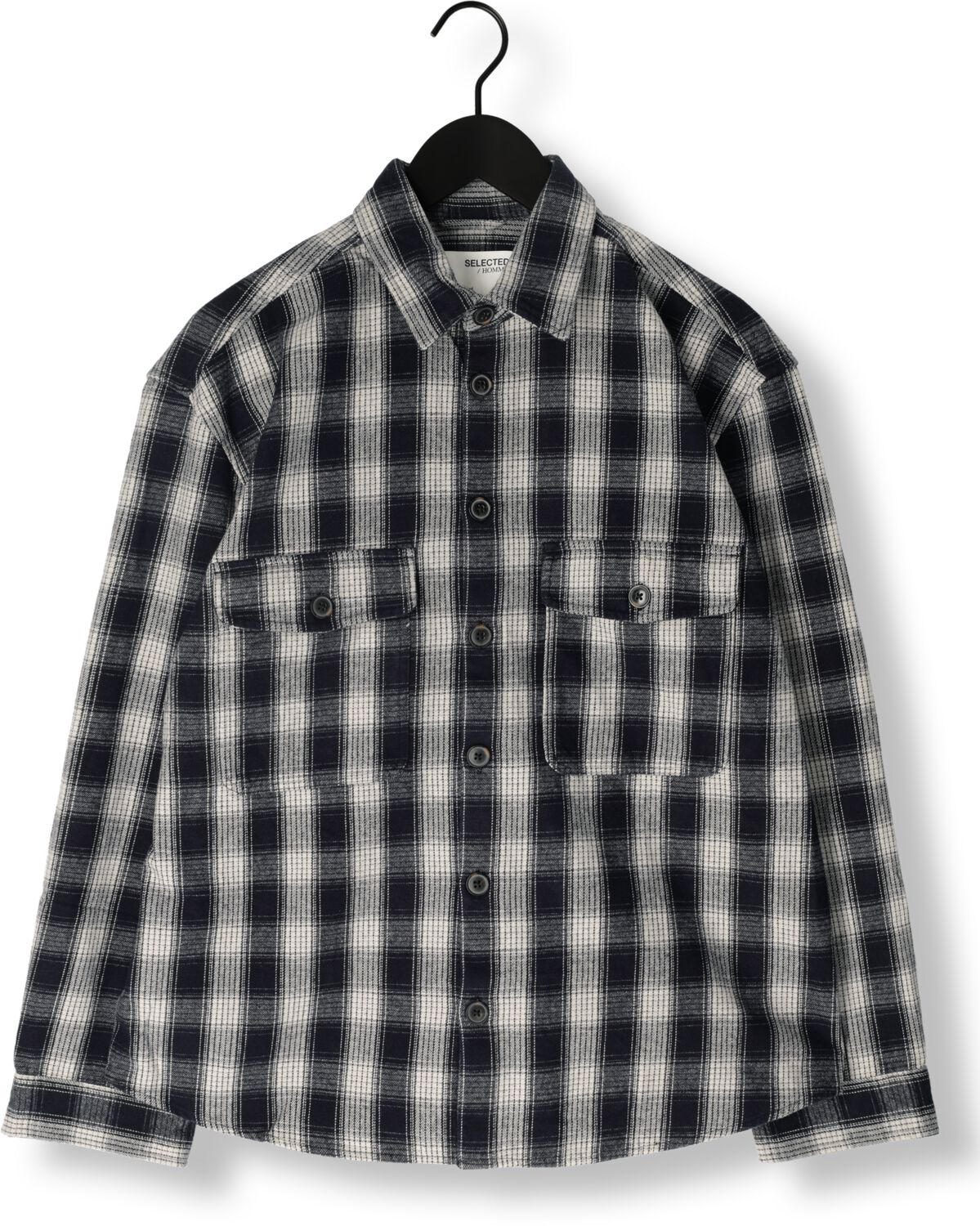 SELECTED HOMME Heren Overhemden Slhloosemason-flannel Overshirt W Noos Donkerblauw