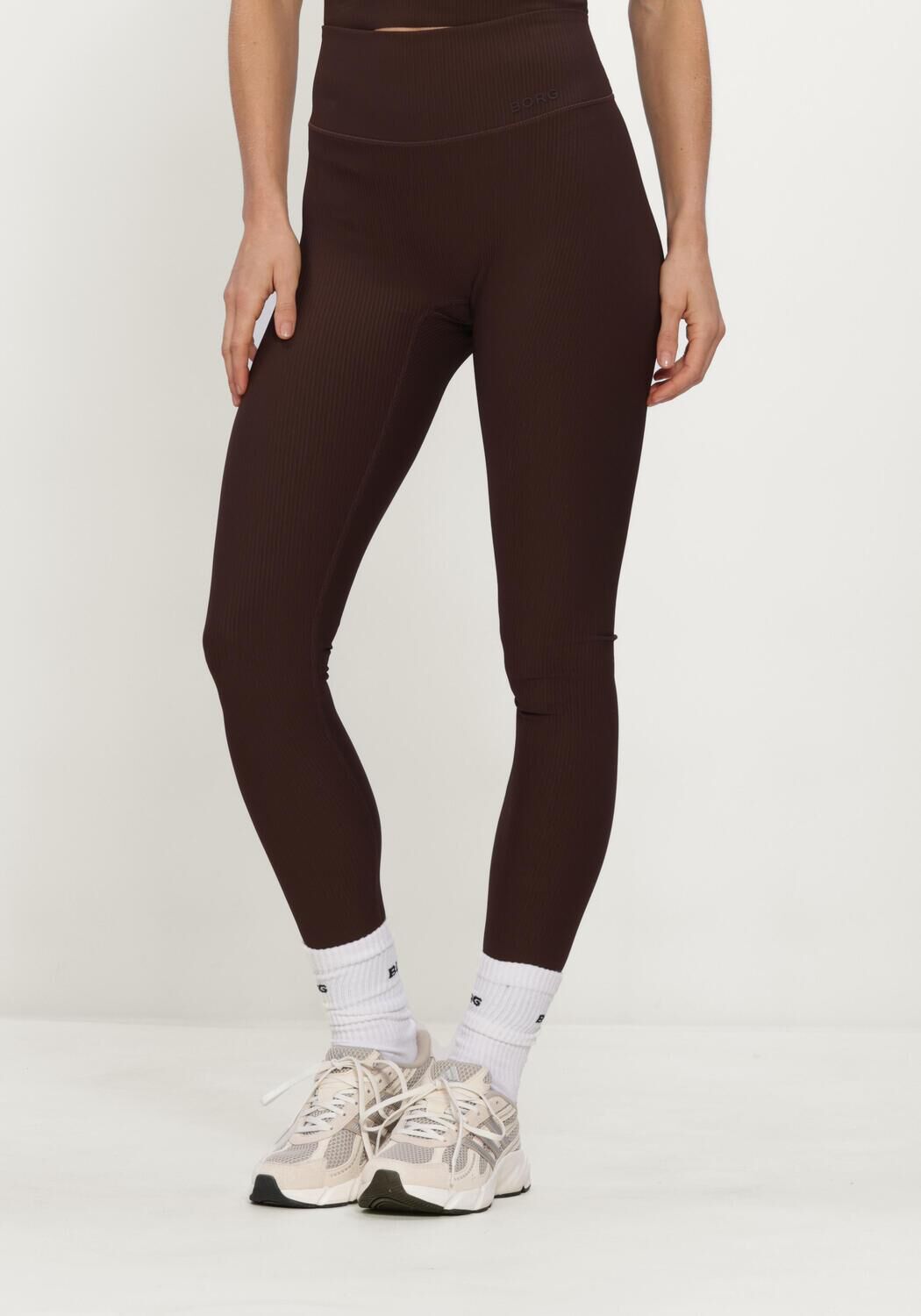 BJORN BORG Dames Broeken Studio Ribbed Tights Bruin