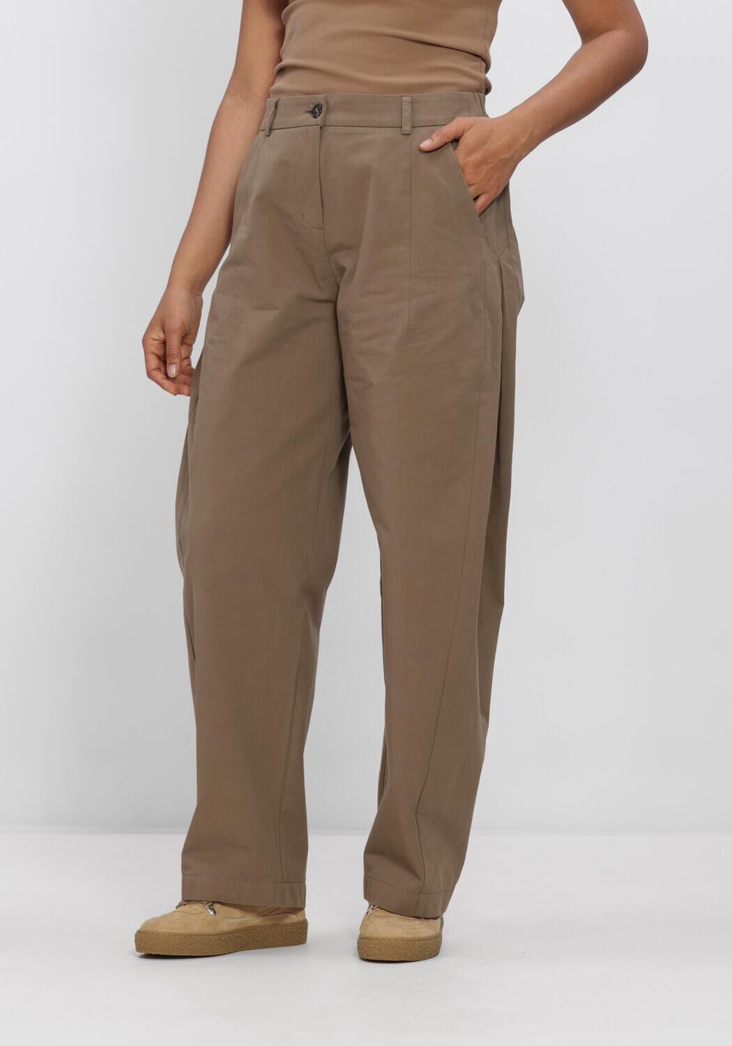 Taupe SUMMUM Wijde broek TROUSERS BARREL FIT COTTON - large
