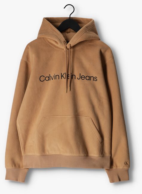 Camel CALVIN KLEIN Sweater HEAVY DOUBLE FACE HOODIE - large