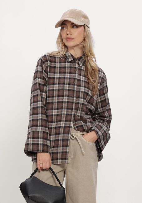 Taupe NEO NOIR Blouses DITA FLANNEL CHECK SHIRT - large