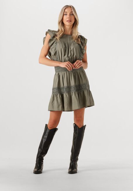 Khaki CO'COUTURE Mini jurk CALLUMCC FRILL PINTUCK DRESS - large