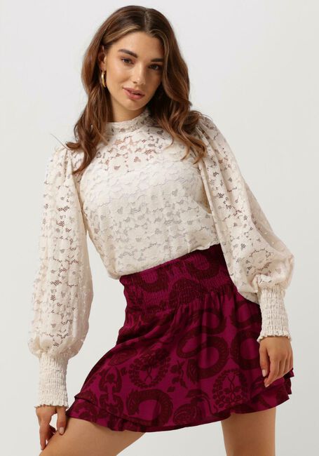 Ecru ALIX THE LABEL Blouse LADIES KNITTED STRETCH LACE TOP - large
