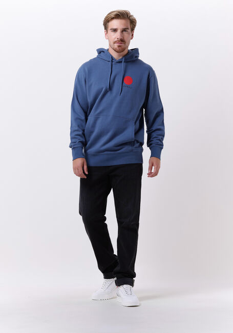 Blauwe EDWIN Sweater JAPANESE SUN HOODIE SWEAT HEAVY FELPA - large