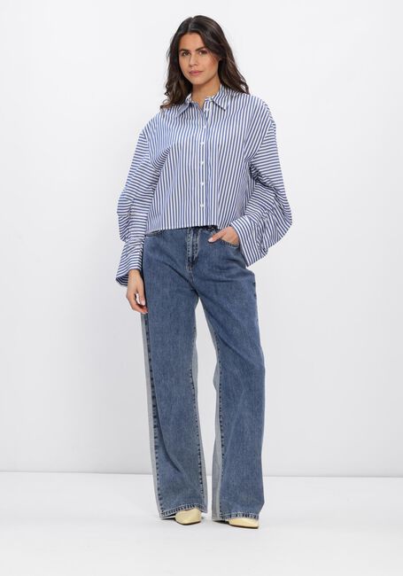 Blauwe ALIX THE LABEL Blouses LADIES WOVEN FANCY STRIPED BLOUSE - large