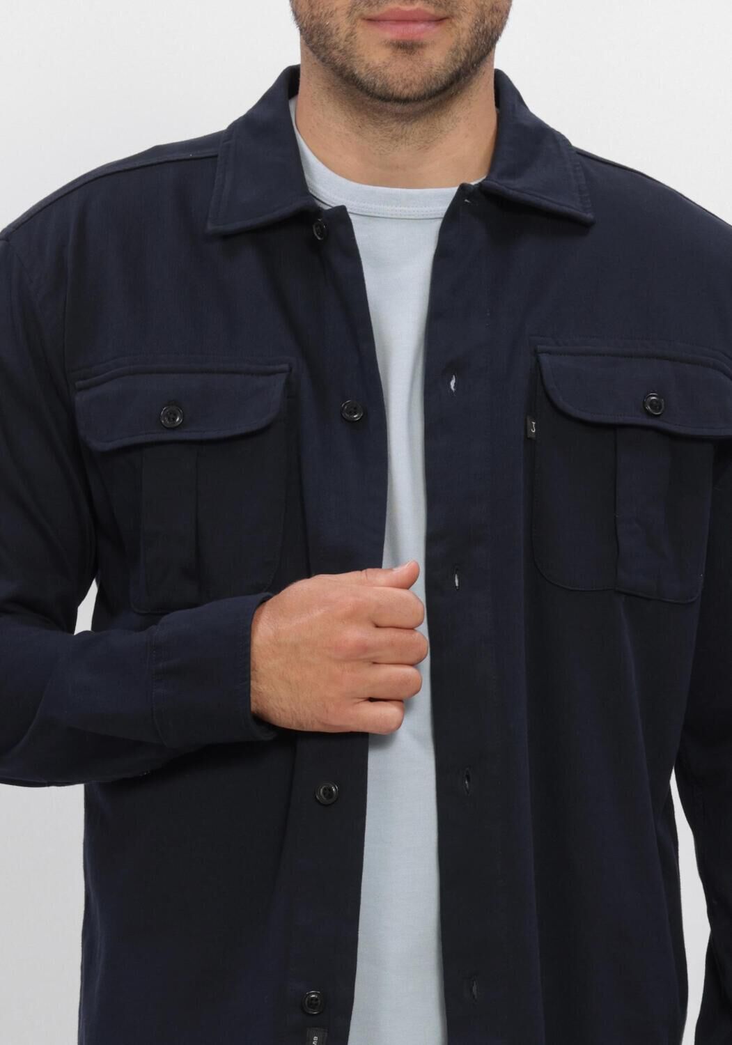 Donkerblauwe BUTCHER OF BLUE Overshirt PHIL PEACHED JERSEY OVERSHIRT - large