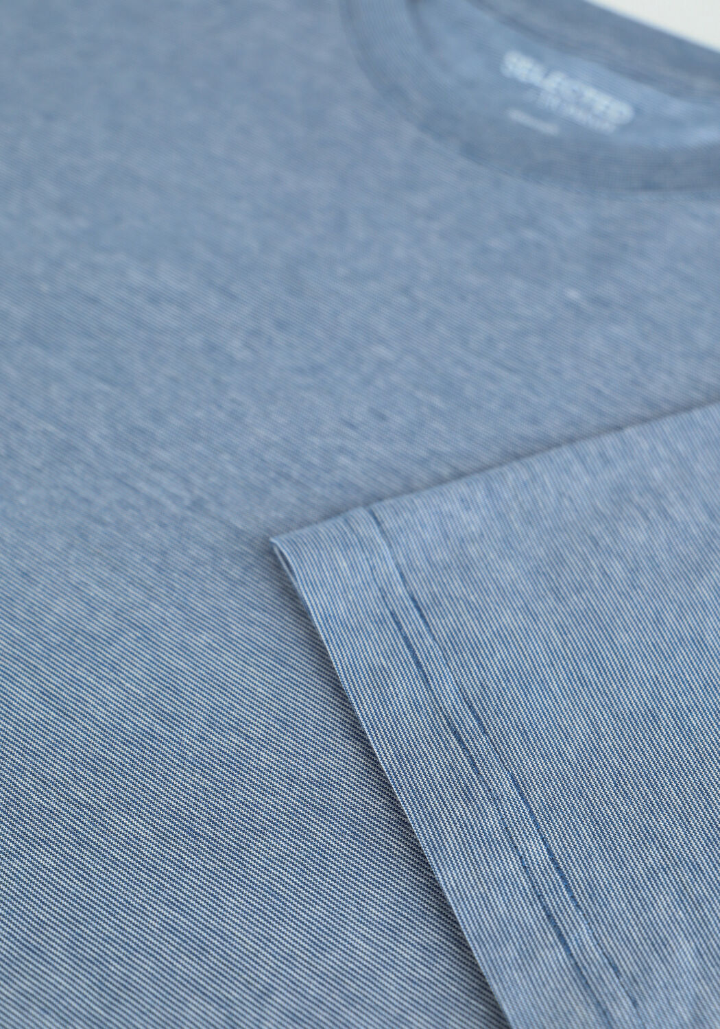 Blauwe SELECTED MEN T-shirt NORMANI180 MINI STRIPE - large