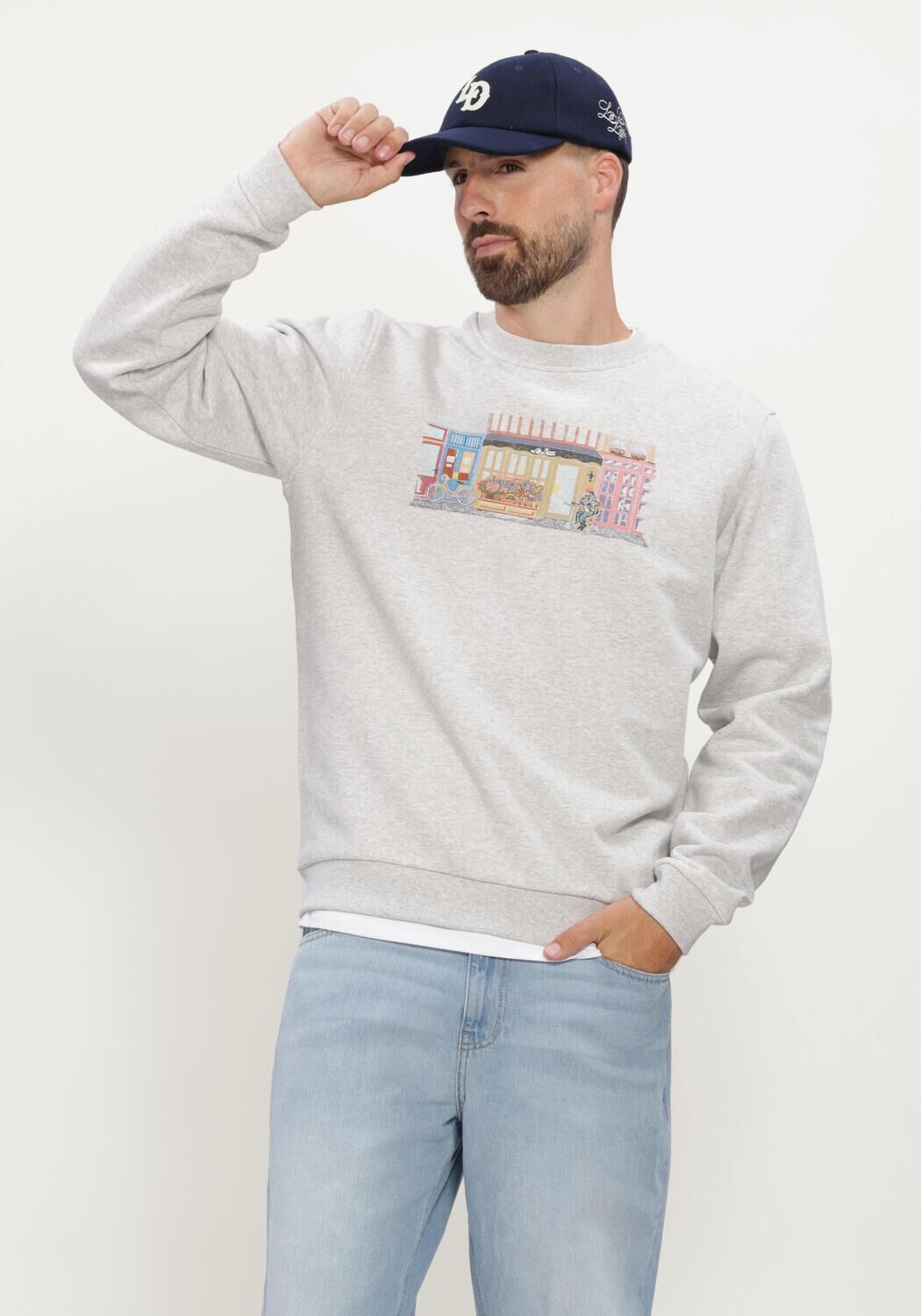 Grijze LES DEUX Sweater MARKET SWEATSHIRT - large