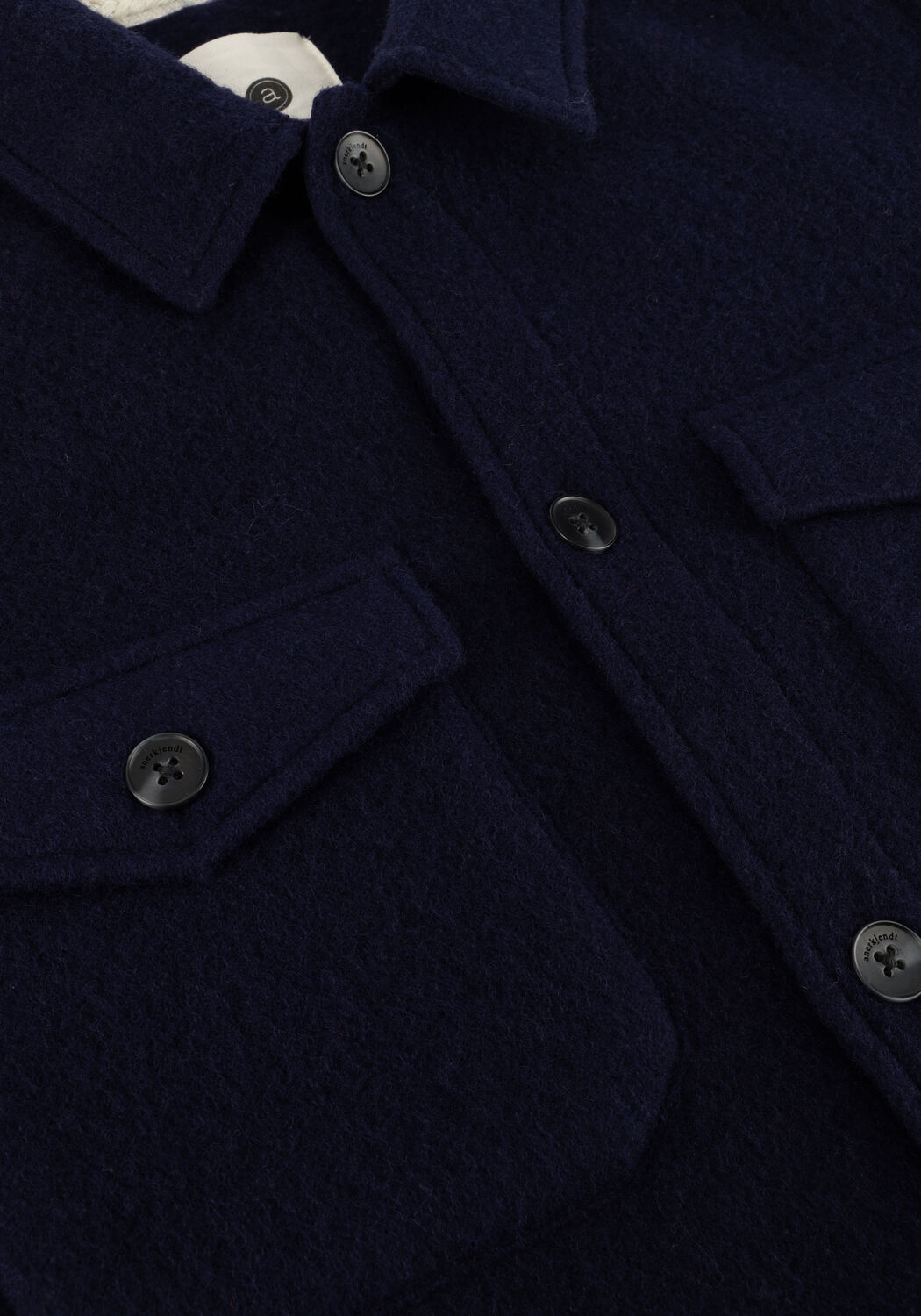 Donkerblauwe ANERKJENDT Overshirt AKOSCAR BOILED WOOL OVERSHIRT - large