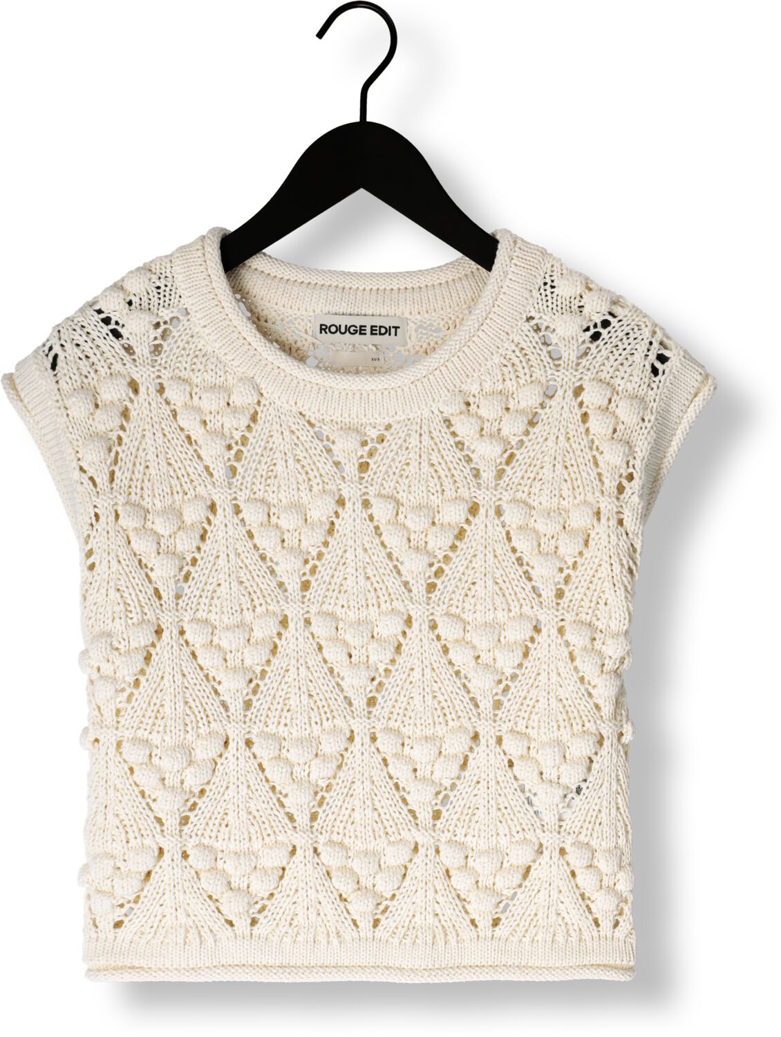 ROUGE EDIT Dames Tops & T-shirts Rouseverine Ss O-neck Knit Top Creme