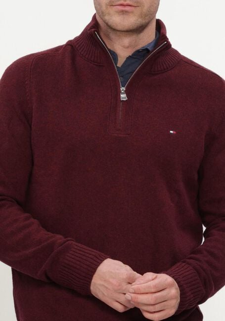 Bordeaux TOMMY HILFIGER Trui LAMBSWOOL ZIP MOCK - large