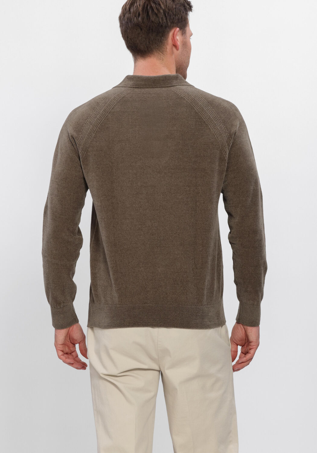 Bruine PROFUOMO Trui POLO LS CHENILLE - large