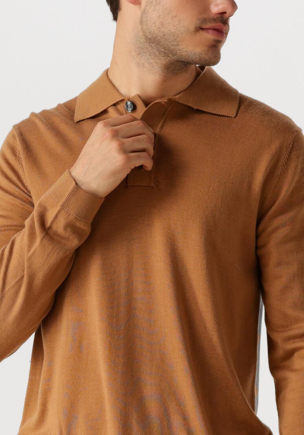 SELECTED HOMME Heren Truien & Vesten Slhtray Ls Knit Merino Polo Camel