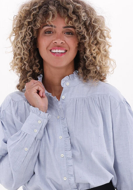Lichtblauwe SCOTCH & SODA Blouses RUFFLE PLACKET SEASONAL SHIRT - large