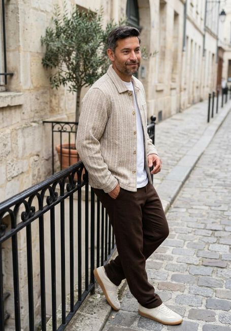Beige DSTREZZED Overshirts LINO CHECK OVERSHIRT - large