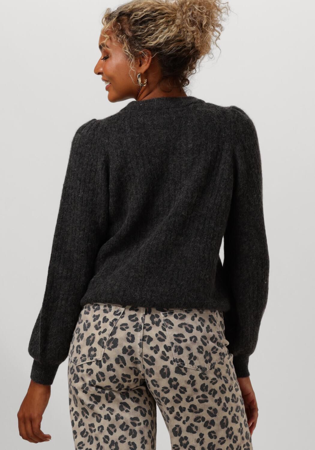SELECTED FEMME Dames Truien & Vesten Slflulu Ls Structure Knit O-neck Grijs